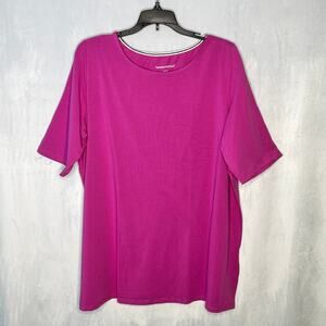 Woman Within Shirt Short Sleeve Pink Purple Crew New 14/16